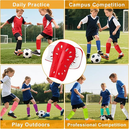 2 Pairs Shin Guards Soccer for Kids,Shin Pads Extra Lightweight Breathable Slide in Shin Guard for Football Training Match Outdoor Activities Protective Slip-in Shin Guards for Boys Girls