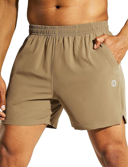 Nepest Men's 5?™â€?Athletic Running Shorts with Pockets, Lightweight Quick Dry Gym Workout Training No Liner Shorts
