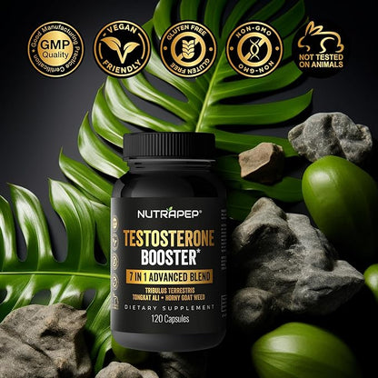 Testosterone Booster Supplement for Men - Natural Energy Enhancement Growth Builder Performance Enhancer - Muscle Building Gym Workout Sports Nutrition & Libido Enhancing Fast Acting Pills for Male