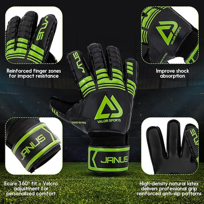 Soccer Goalkeeper Gloves with Finger Protection to Prevent Injuries, Strong Grip for Tough Tackles, Breathable Goal Keeper Gloves for for Kids, Youth and Adult