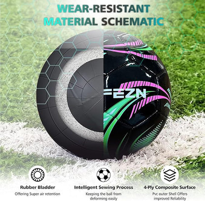 Youth Soccer Ball Size 4, Kids Outdoor Play Game Training Practice Soccer Ball for Teen Boy Girl Indoor Outdoor with 1 Pump 1 Net Bag and 1 Gift Box