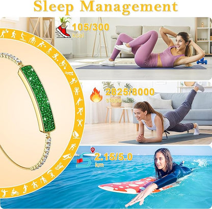 Sleep & Fitness Tracker with 2 Bands, Stylish & Ultra-Light Smart Bracelet for Women, 24/7 Heart Rate, Blood Oxygen & Stress Monitor, Waterproof Health Trackers Gifts for Girls, No Subscription（Green）