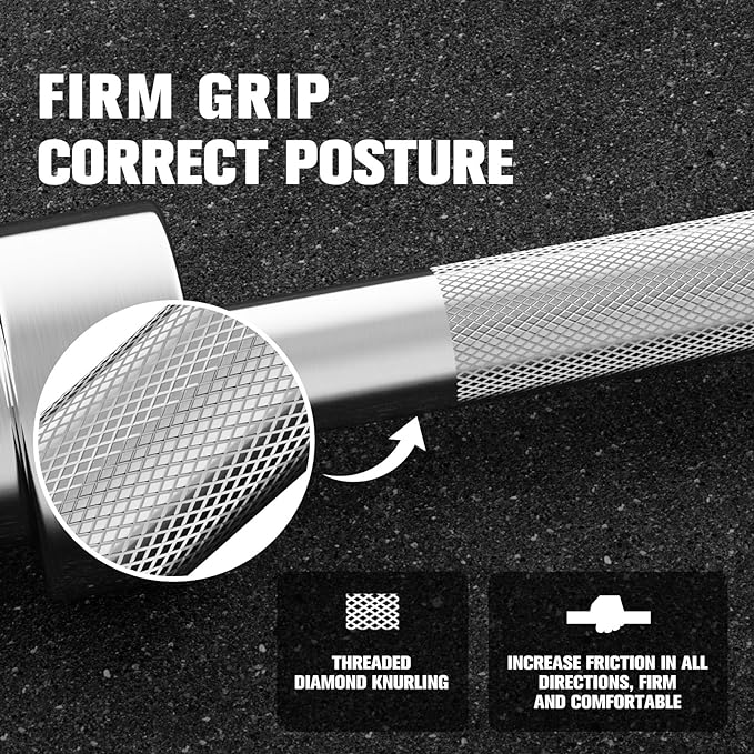 RITFIT Olympic Barbell 4ft/4.8ft/6ft - 2 Inch Weight Bar for Strength Training, Weightlifting, Squat, Deadlift, Bench Press, Curl, Overhead Press - 350lbs/500lbs Capacity