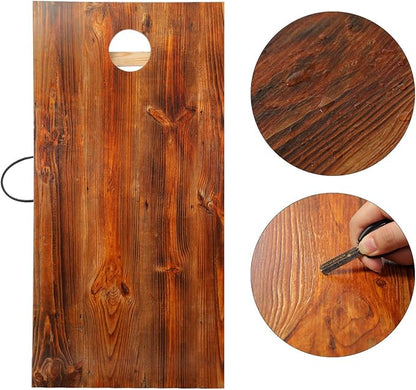 UKASE Solid Wood Regulation Size Cornhole Set Portable Bean Bags Toss Game with Durable Wood Grain Printed Surface and Underneath for Indoor and Outdoor