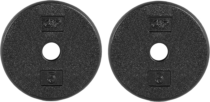 CAP Barbell Standard 1-Inch Cast Iron Weight Plates - Singles & Sets | 1.25-50 lbs | Multiple Options
