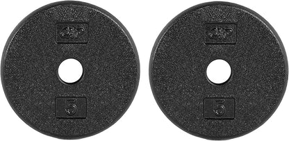 CAP Barbell Standard 1-Inch Cast Iron Weight Plates - Singles & Sets | 1.25-50 lbs | Multiple Options