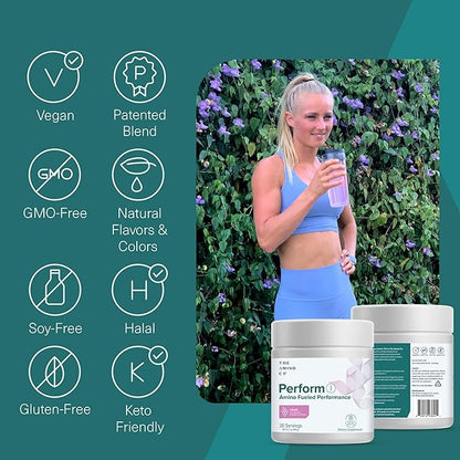 The Amino CO. - Perform Pre Workout Powder Supplement with Pure EAA Amino Acids & Natural Flavor, Stevia Sweetened Preworkout Energy Boost for Men & Women - Grape (6.7 oz)