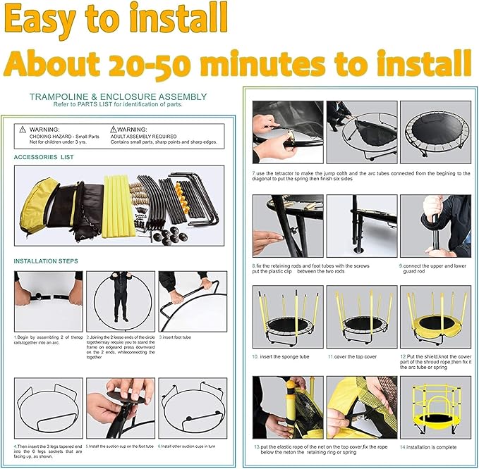 60" Trampoline for Kids, 5 FT Indoor & Outdoor Toddler Baby Trampoline with Basketball Hoop, Safety Enclosure, Birthday Gifts for Kids, Gifts for Boy and Girl, Age 3-8