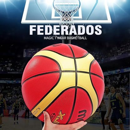 Training Soft Touch Rubber and Faux Leather Fighting Basketball, High Bounce Indoor Outdoor Basketball Gift