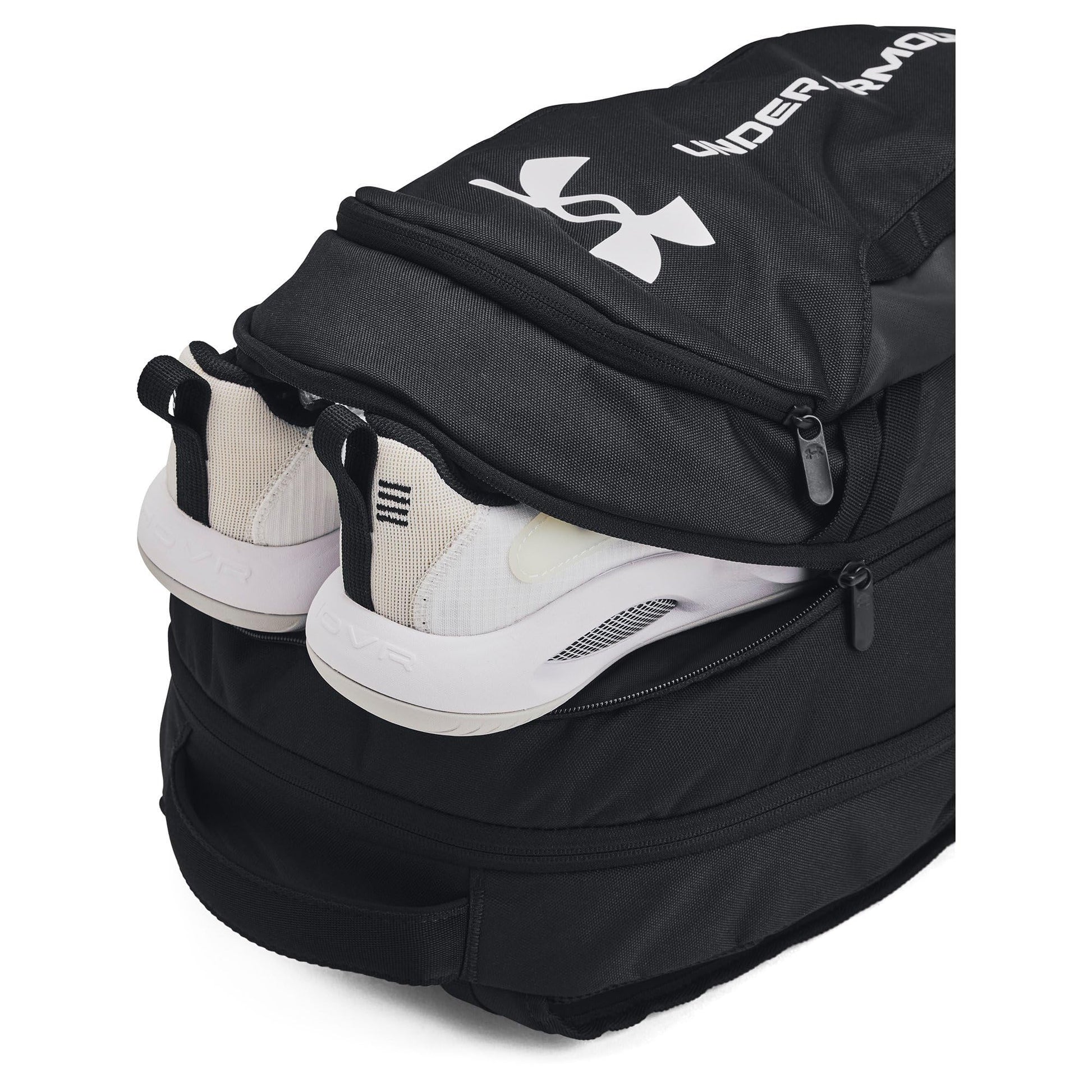 Under Armour Unisex-Adult Hustle 6.0 Backpack, (002) Black/Black/White, One Size Fits Most