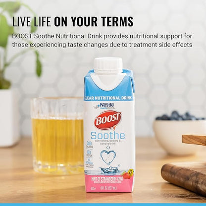 BOOST Soothe Clear Nutritional Drink ??Cooling sensation - 300 Calories - 10 g Protein from Whey Protein Isolate - Hint of Strawberry Kiwi Flavor - 8 fl oz (Pack of 24)