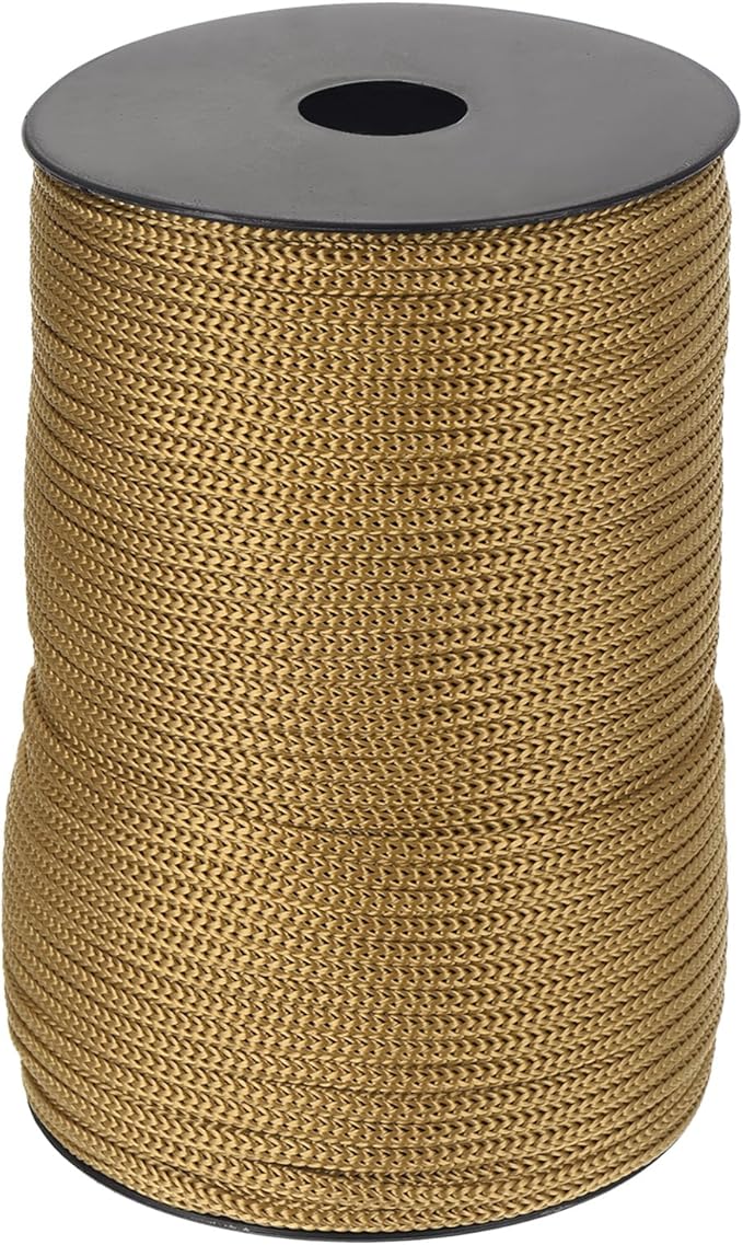 MECCANIXITY 5/32 Inch Polypropylene Rope Braided Ropes, 328ft Camping Rope Hollow Utility Cord for Clothesline, Hiking, Outdoor, Brown