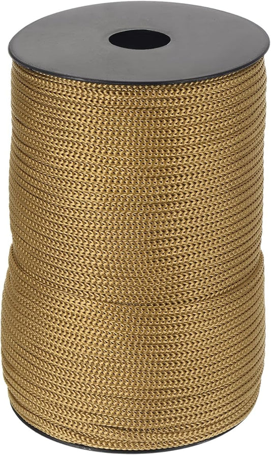 MECCANIXITY 5/32 Inch Polypropylene Rope Braided Ropes, 328ft Camping Rope Hollow Utility Cord for Clothesline, Hiking, Outdoor, Brown