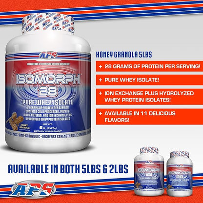 APS Nutrition Isomorph 28 Protein Powder | Pure Whey Isolate | Cold Pressed, Ultra- Filtered, & Ion Exchange Isolates | 28g Protein | 5 Pound (Honey Granola)