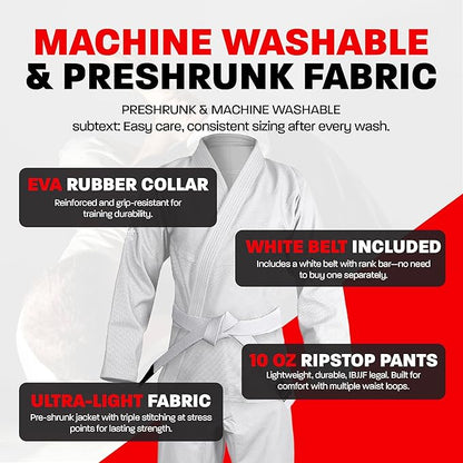 Hawk Sports Brazilian Jiu Jitsu Gi for Men and Women with Jacket, Pants, and White Belt for Martial Arts Training
