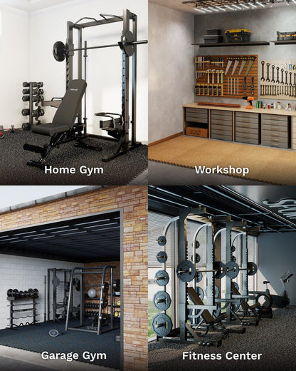 AIRHOP 0.79in Thick 48 Sq Ft Exercise Equipment Mats, 12 Tiles Upgraded Rubber Top with High