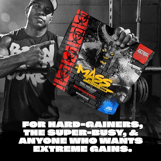 Mutant Mass Extreme Gainer ??Whey Protein Powder ??Build Muscle Size and Strength ??High Density Clean Calories (Vanilla Ice Cream, 6 lbs)