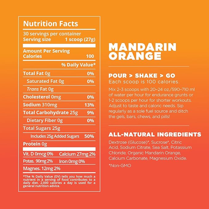 Tailwind Nutrition Endurance Fuel, Carbohydrate & Electrolyte Sports Drink Mix Powder, Gluten-Free, Vegan, Mandarin Orange, 30 Servings