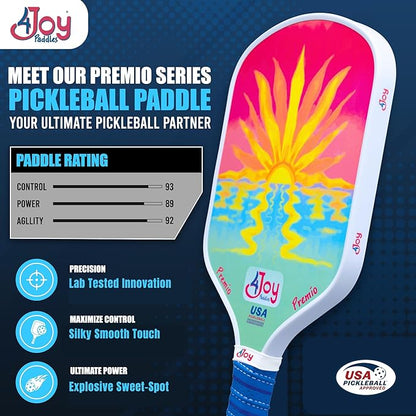 4Joy Pickleball Paddle Premio Series - Thermoformed Premium T700 Carbon Fiber Pickleball Paddless - Professional Pickleball Rackets for Women & Men - 16mm Honeycomb Core - USAP Approved