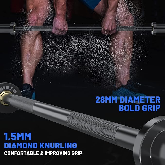 4ft Olympic Barbell 20KG Bar Load 500lbs Capacity Available Men's Barbell with Hard Chrome Sleeves for 2" Olympic Plates