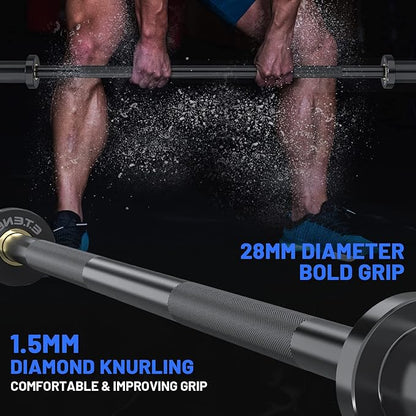 4ft Olympic Barbell 20KG Bar Load 500lbs Capacity Available Men's Barbell with Hard Chrome Sleeves for 2" Olympic Plates