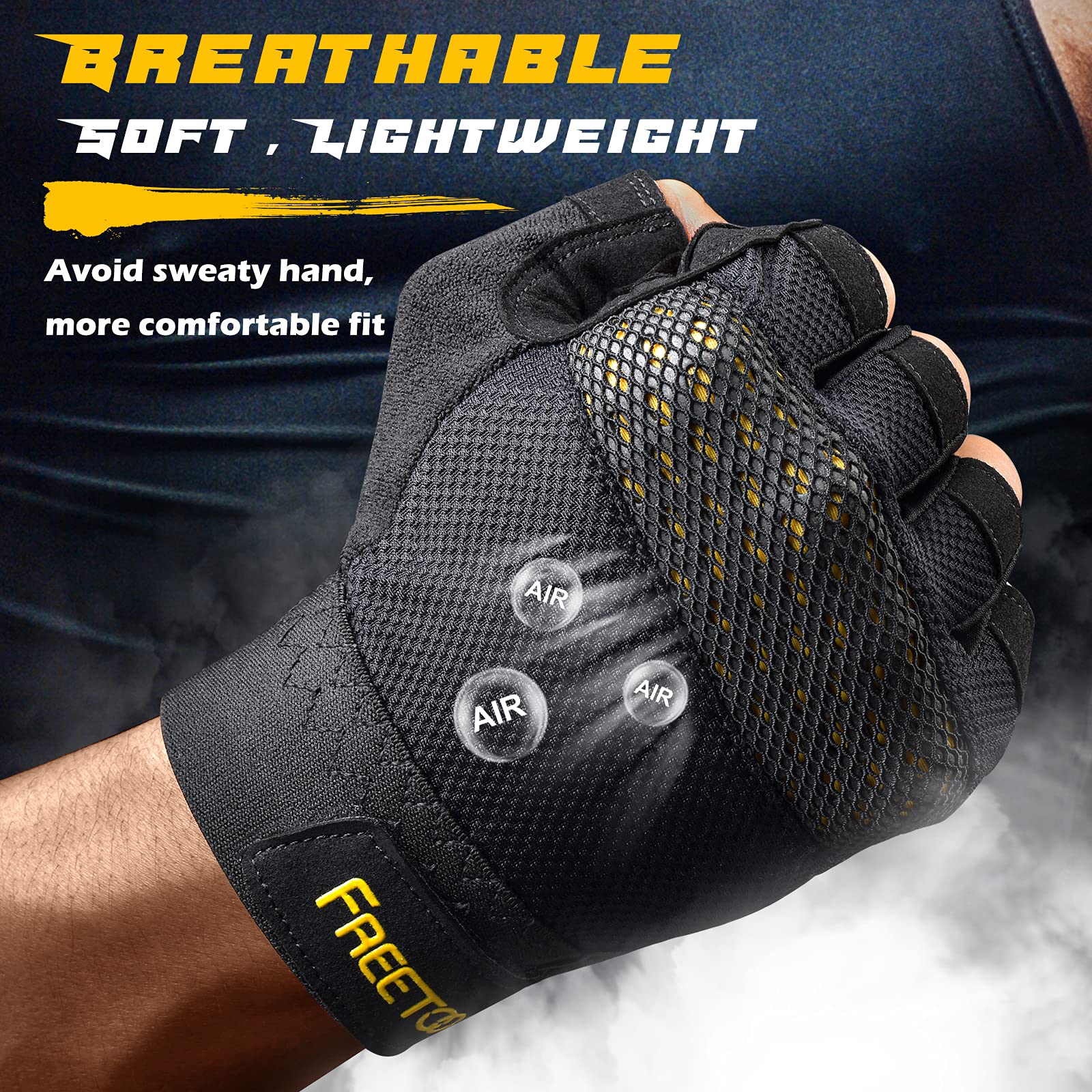 FREETOO Fingerless Workout Gloves for Men,Padded Palm Weight Lifting Gloves