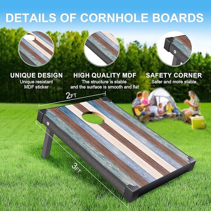 2’x3’ Cornhole Boards Set, Cornhole Outdoor Game Set - Corn Hole Toss Boards Set with 8 Cornhole Bags and 2 Cornhole Boards, Cornhole Sets for Adults Lawn Outside Backyard Games