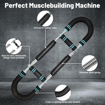 Twister Arm & Chest Trainer - Adjustable 3 Resistance Levels (0-132lbs), Detachable Strength Training Equipment for Home Gym, Men & Women