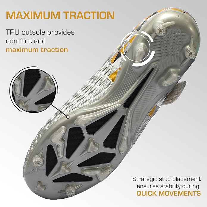 Soccer Cleats for Kids & Youth | Lightweight Football Shoes for Firm Ground | Durable Girls & Boys Soccer Cleats with Non-Slip Sole | Comfortable Soccer Boots | Unisex Size 11-6