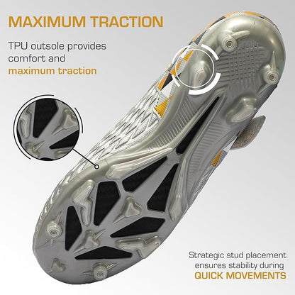 Soccer Cleats for Kids & Youth | Lightweight Football Shoes for Firm Ground | Durable Girls & Boys Soccer Cleats with Non-Slip Sole | Comfortable Soccer Boots | Unisex Size 11-6