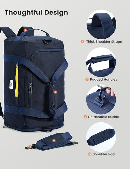 SKYSPER Gym Bag Men Women - 40L Sports Bag Duffle Backpack with Shoe Compartment Wet Pocket for Fitness,Sport,Travel & Workout(Navyblue)