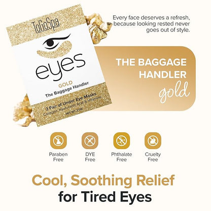 ToGoSpa Golden EYES, Dark Circle Warrior | Premium Clean Anti-Aging Gel Pads with Collagen, Hyaluronic Acid, Aloe Vera, Vitamins C & E, 1 Pack - 3 Pair