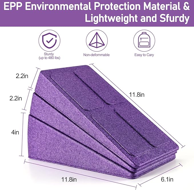 Slant Board Squat Wedge for Calf Stretchingï¼? Pcs 12" x 6.3" Foot Stretcher Balance Board for Plantar Fasciitis, Adjustable Foam Slant Board Wedge Great for Exercises