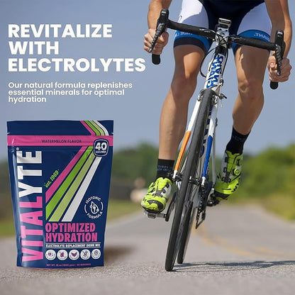 Vitalyte Electrolyte Powder Drink Mix, Isotonic Electrolyte Hydration Mix, Gluten Free Post Workout Powder, Pack of 1, 35 oz., Watermelon Flavor