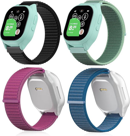 EWUONU 4 pack Adjustable Braided 20mm Band Compatible with Gizmo Watch 3 2 1/Gabb Watch 3e 3 2 1/SyncUP Kids Watch，Hypoallergenic & Durabl