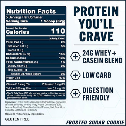 PEScience Select Protein Powder, Whey and Casein Blend, Clean Protein Powder for Women and Men, Low Calorie, Low Carb, Keto Friendly, Gluten Free - Frosted Sugar Cookie - 5 Servings