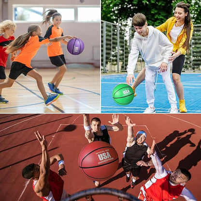Libima 12 Pcs Operation Christmas Rubber Basketballs Official Size Bulk with Pump Multicolor Basket Balls Streetballs Set for Adult Youth Indoor Outdoor Training Games Sports Gifts