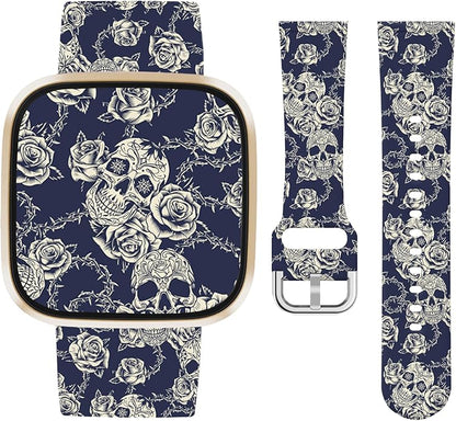 Watbro Halloween Holiday Band Compatible with Fitbit Versa 3 / Sense/Fitbit Versa 4 / Sense 2 Bands for Women Men,Soft Silicone Cute Sport Pumpkin Strap