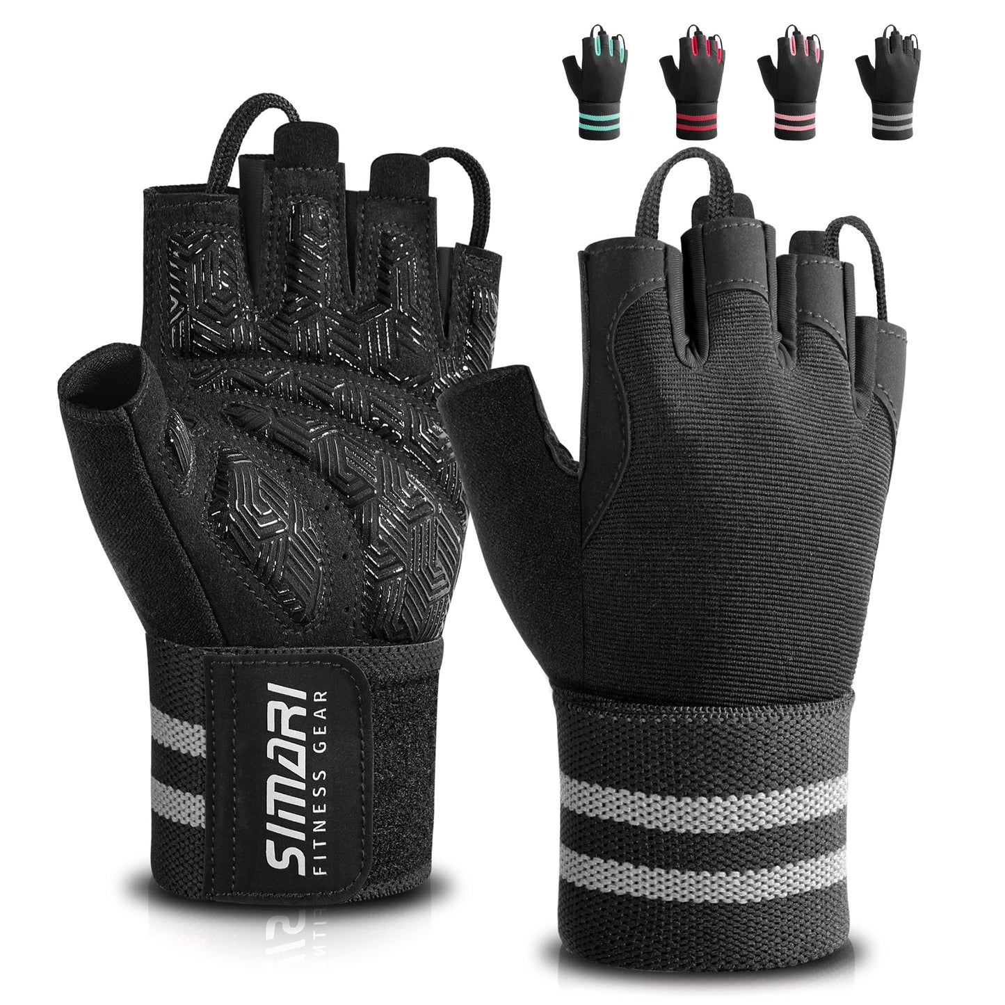 SIMARI Workout Gym Gloves for Men Women, Weight Lifting Gloves with Wrist Wrap Support, SBR Pad