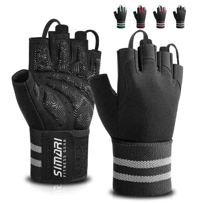 SIMARI Workout Gym Gloves for Men Women, Weight Lifting Gloves with Wrist Wrap Support, SBR Pad