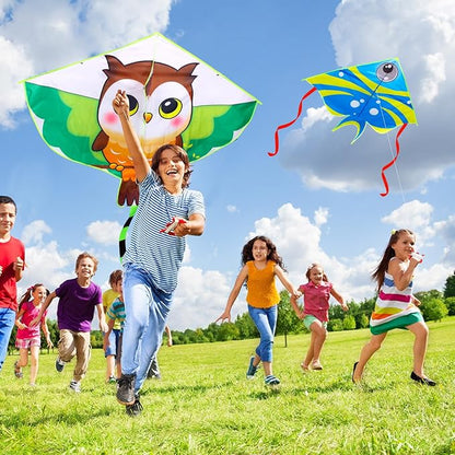 8 Pack Kites for Kids Octopus Fish Shark Owl Squirrel Pattern with 8 Pcs 109 Yard Kite String Large Easy to Fly for Children Adults Spring Outdoor Beach Games