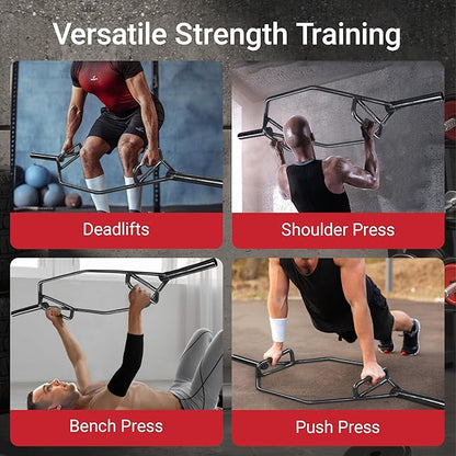 Olympic 2-Inch Hex Weight Lifting Trap Bar with Long and Rotating Sleeves, 500-Pound Capacity, Open Design, Alloy Steel, Chrome