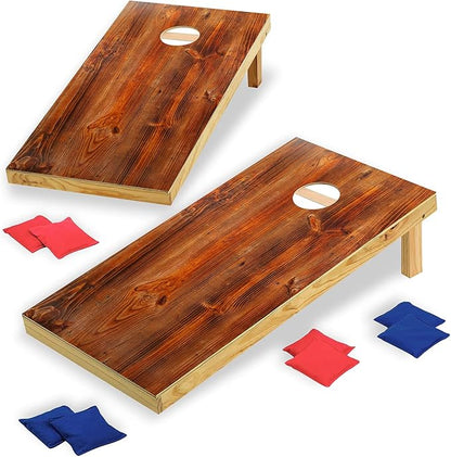 Solid Wood Premium Cornhole Game Set, Bean Bag Toss Game for Tailgate, Outdoor, Backyard - Professional Portable Cornhole Boards & Set of 8 Cornhole Bean Bags (Junior, Tailgate, Regulation Size)