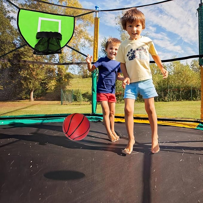 Trampoline Basketball Hoop with Pump and Mini Ball, Waterproof, Sunscreen Soft Materials, Easy to Assemble Sturdy for Dunk Fit, Trampoline Accessory