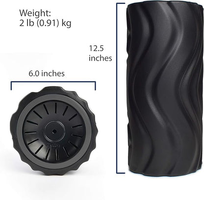 Zyllion Rechargeable Vibrating Foam Roller with 4 Speeds - Cordless Electric Deep Tissue Massager for Muscle Pain Relief, Black/Black, ZMA-22