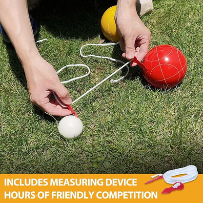 Professional Grade 107mm Bocce Ball Game Set Regulation Size and Weight 920g for Official Tournaments (Classic Multi-Color)