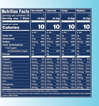 TREVI™ Sugar Free Electrolytes - Drink Mix Hydration Powder Packets - 28 Count - Original Variety Pack - Berry Lemoande, Lemon Lime, Raspberry, Orange