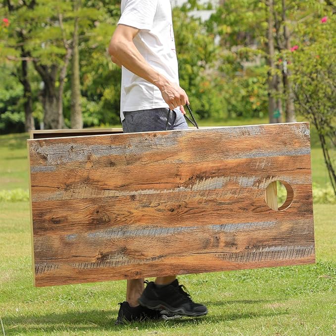Solid Wood Premium Corn Hole Outdoor Game Set, 2 Regulation and Waterproof Cornhole Game Boards, with 8 Toss Bags, Perfect for Outdoor Indoor