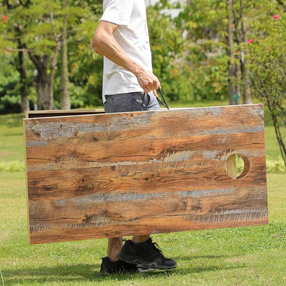 Solid Wood Premium Corn Hole Outdoor Game Set, 2 Regulation and Waterproof Cornhole Game Boards, with 8 Toss Bags, Perfect for Outdoor Indoor