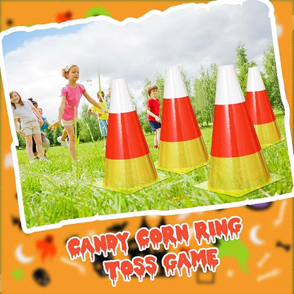 Candy Corn Ring Toss Game Plastic Cones 9 Inch Training Traffic Cones Sport Training Agility Field Marker for Youth Soccer Skating Practice